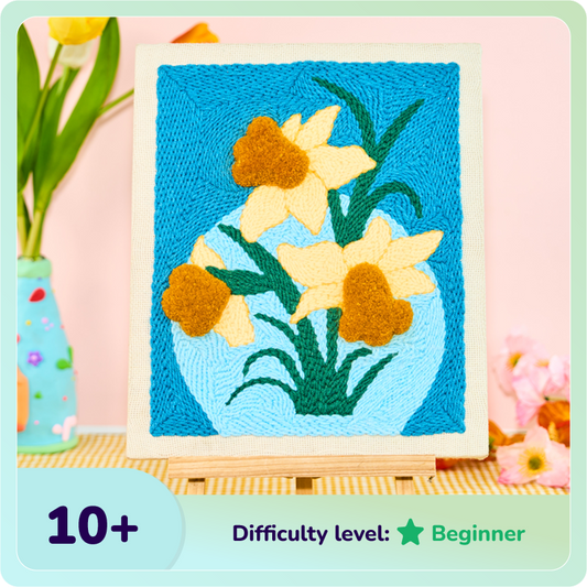 Daffodil Punch Needle Kit With Wooden Frame
