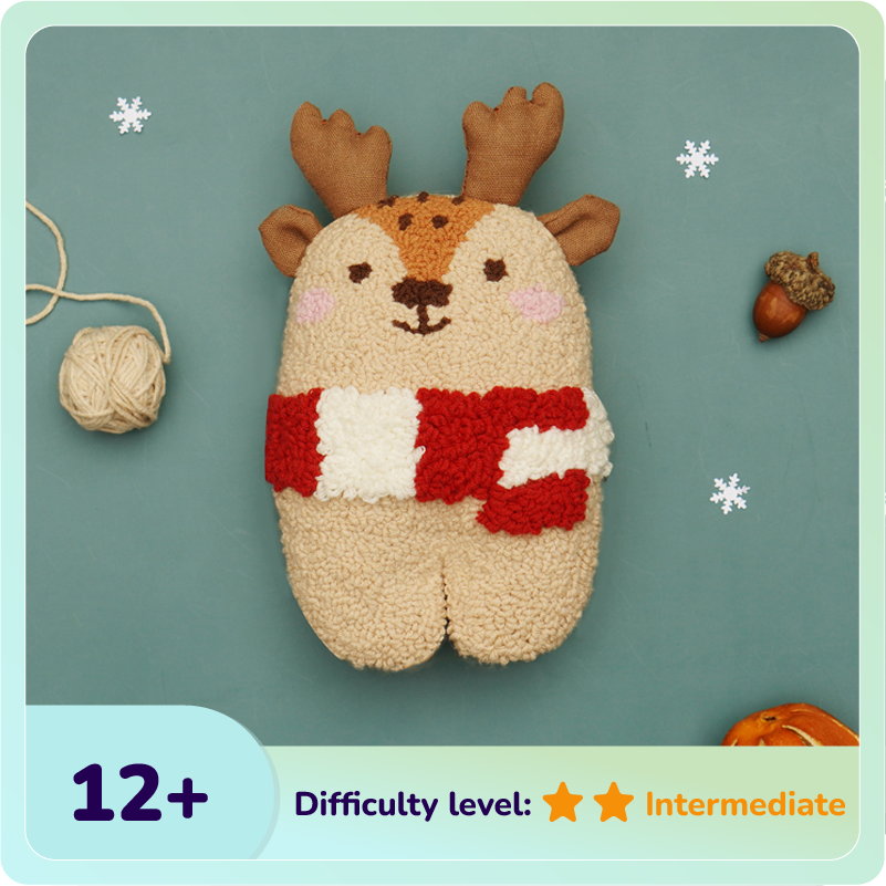 Rudy & Jolly The Reindeer Plush Toy Punch Needle Kit
