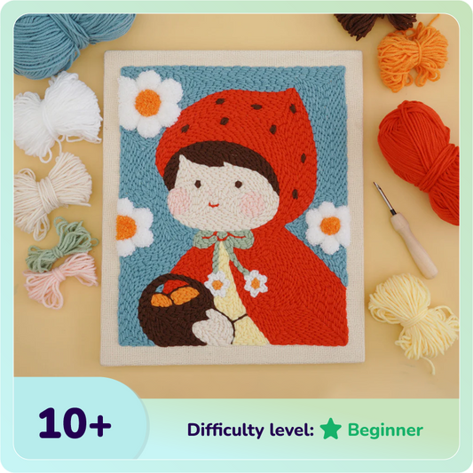 Little Red Riding Hood Punch Needle Kit With Wooden Frame
