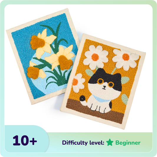 Daffodil & Tabby Cat Punch Needle Bundle